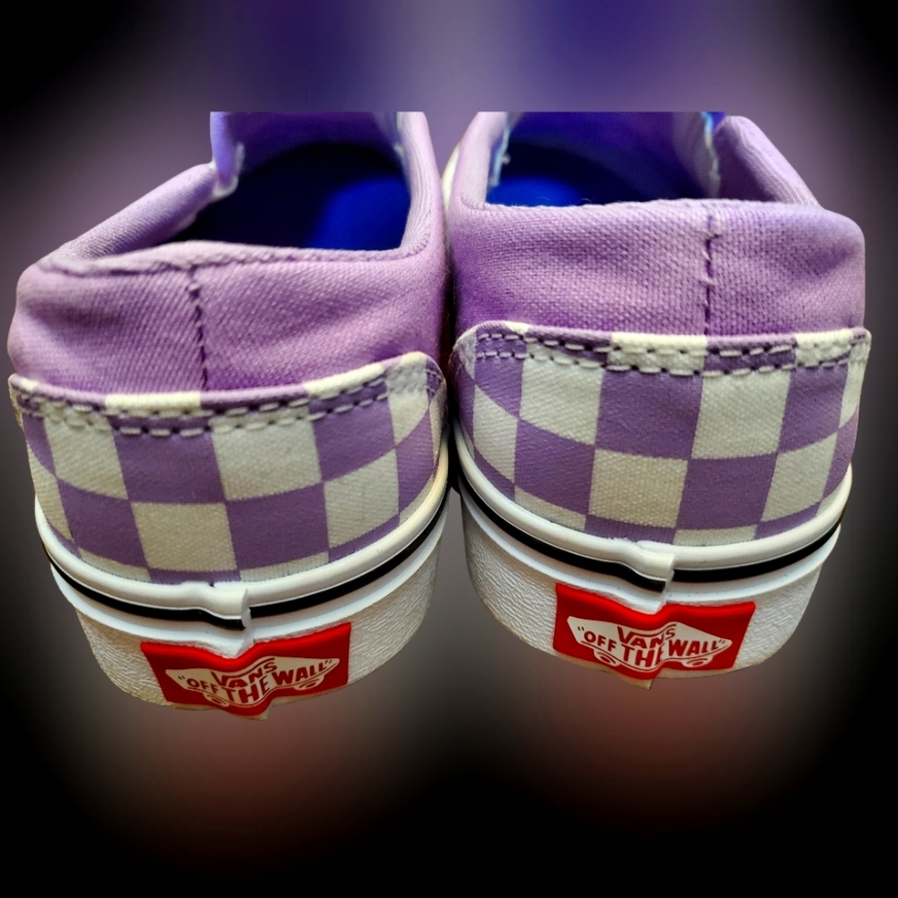 VANS Shoes Purple White Checkered Skate Board Womens Sneakers Skate EUC 7.5 - Picture 3 of 6
